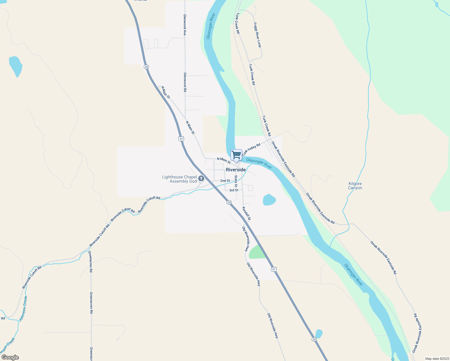 map of restaurants, bars, coffee shops, grocery stores, and more near Edwards Street in Riverside