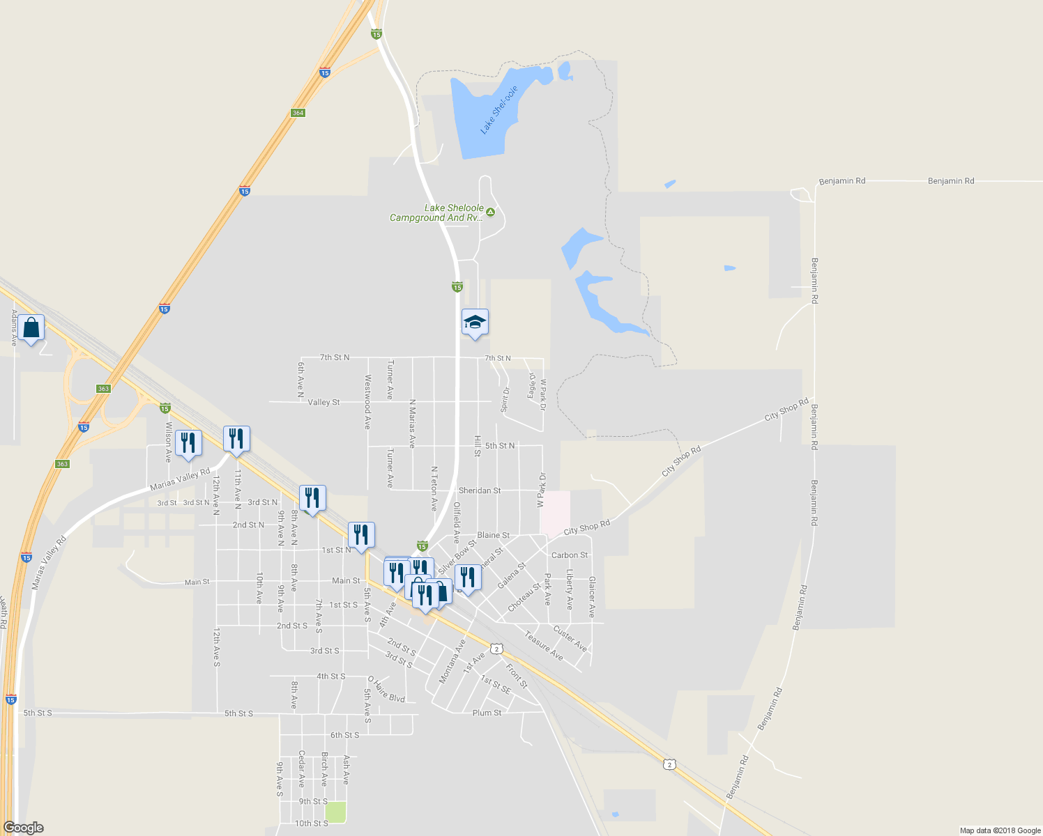map of restaurants, bars, coffee shops, grocery stores, and more near 860 Spirit Drive in Shelby