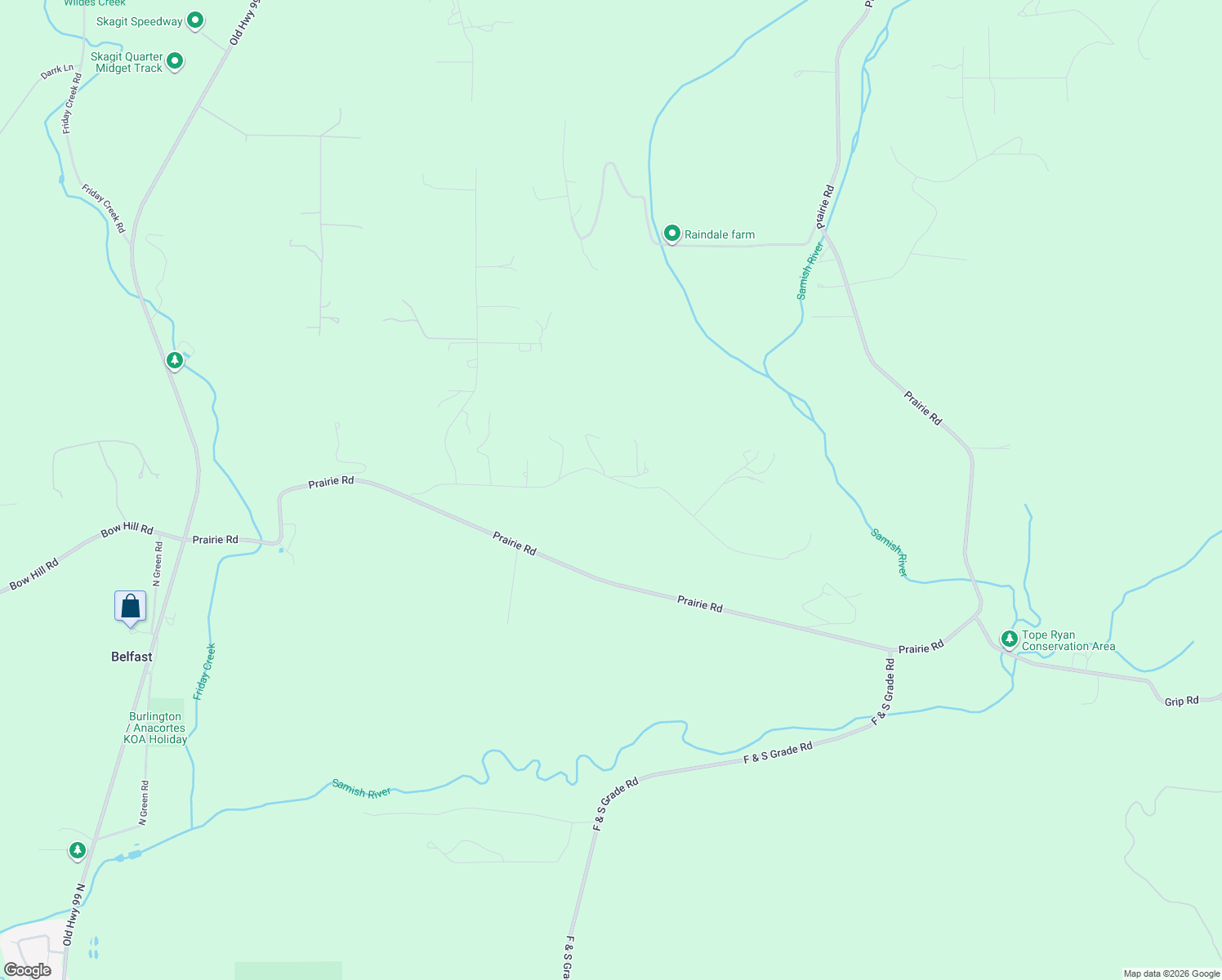map of restaurants, bars, coffee shops, grocery stores, and more near 20070 Parkridge Lane in Sedro-Woolley