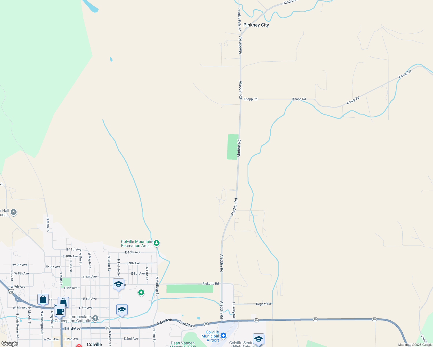 map of restaurants, bars, coffee shops, grocery stores, and more near in Colville