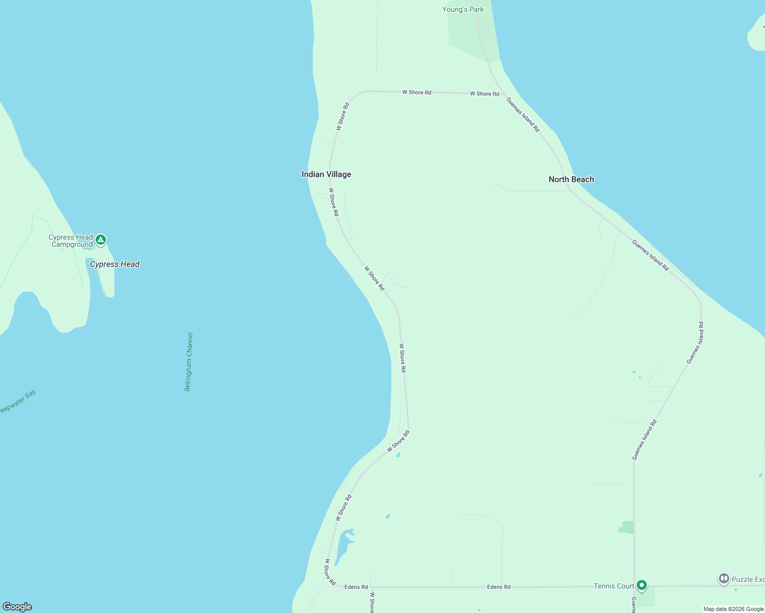 map of restaurants, bars, coffee shops, grocery stores, and more near 5436 West Shore Road in Anacortes