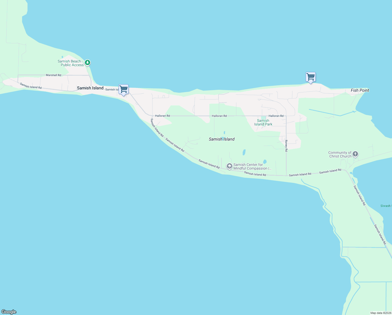 map of restaurants, bars, coffee shops, grocery stores, and more near 10429 Samish Island Road in Bow