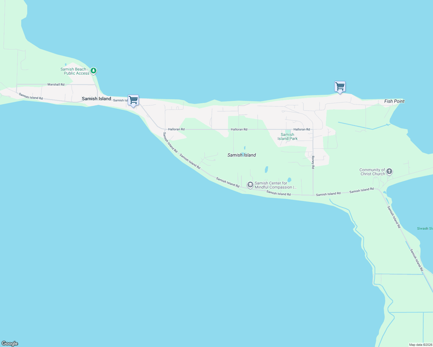 map of restaurants, bars, coffee shops, grocery stores, and more near 10429 Samish Island Road in Bow