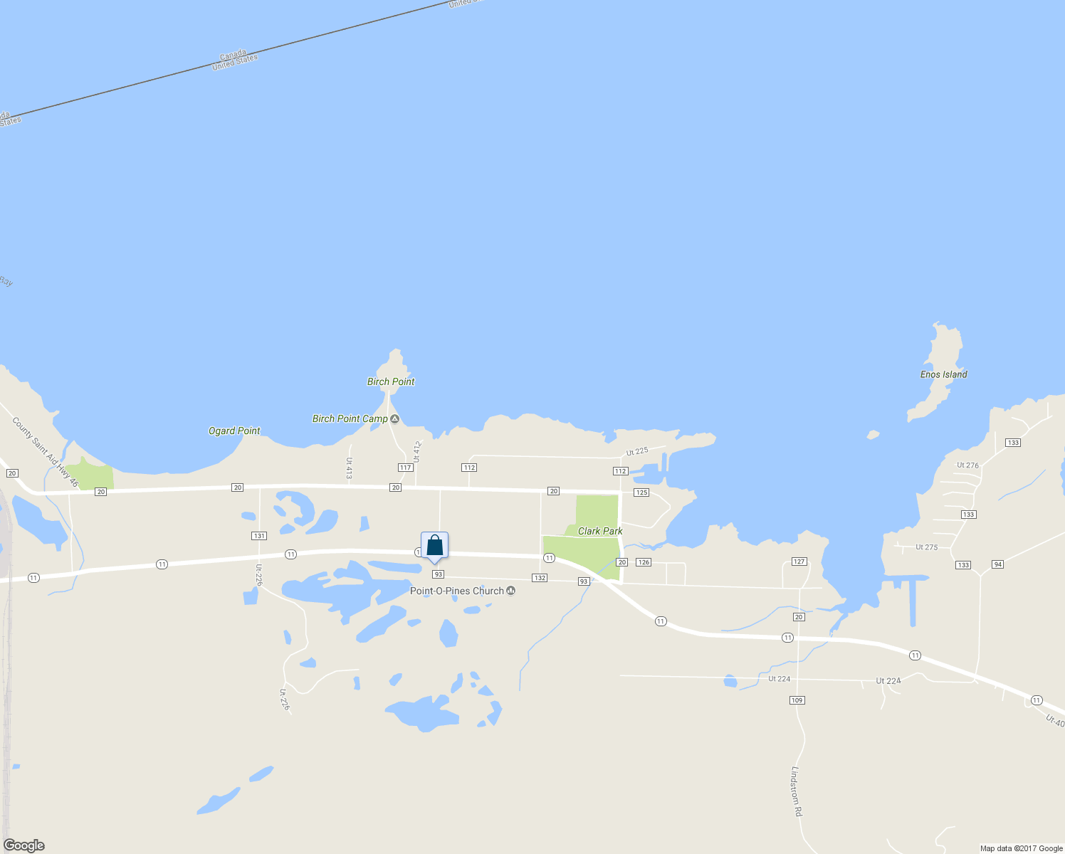 map of restaurants, bars, coffee shops, grocery stores, and more near 3153 County Road 112 in International Falls