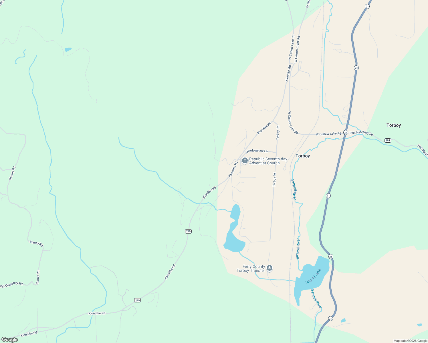 map of restaurants, bars, coffee shops, grocery stores, and more near 347 Klondike Road in Republic