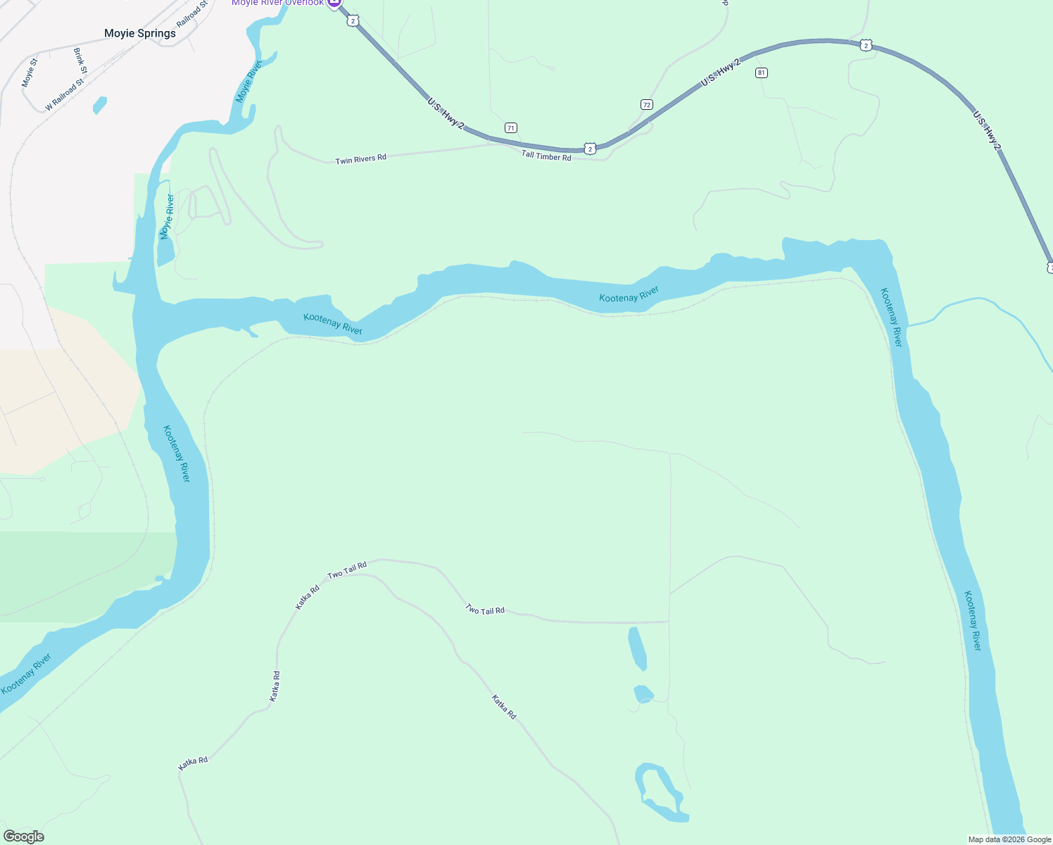 map of restaurants, bars, coffee shops, grocery stores, and more near 1503 Two Tail Road in Bonners Ferry