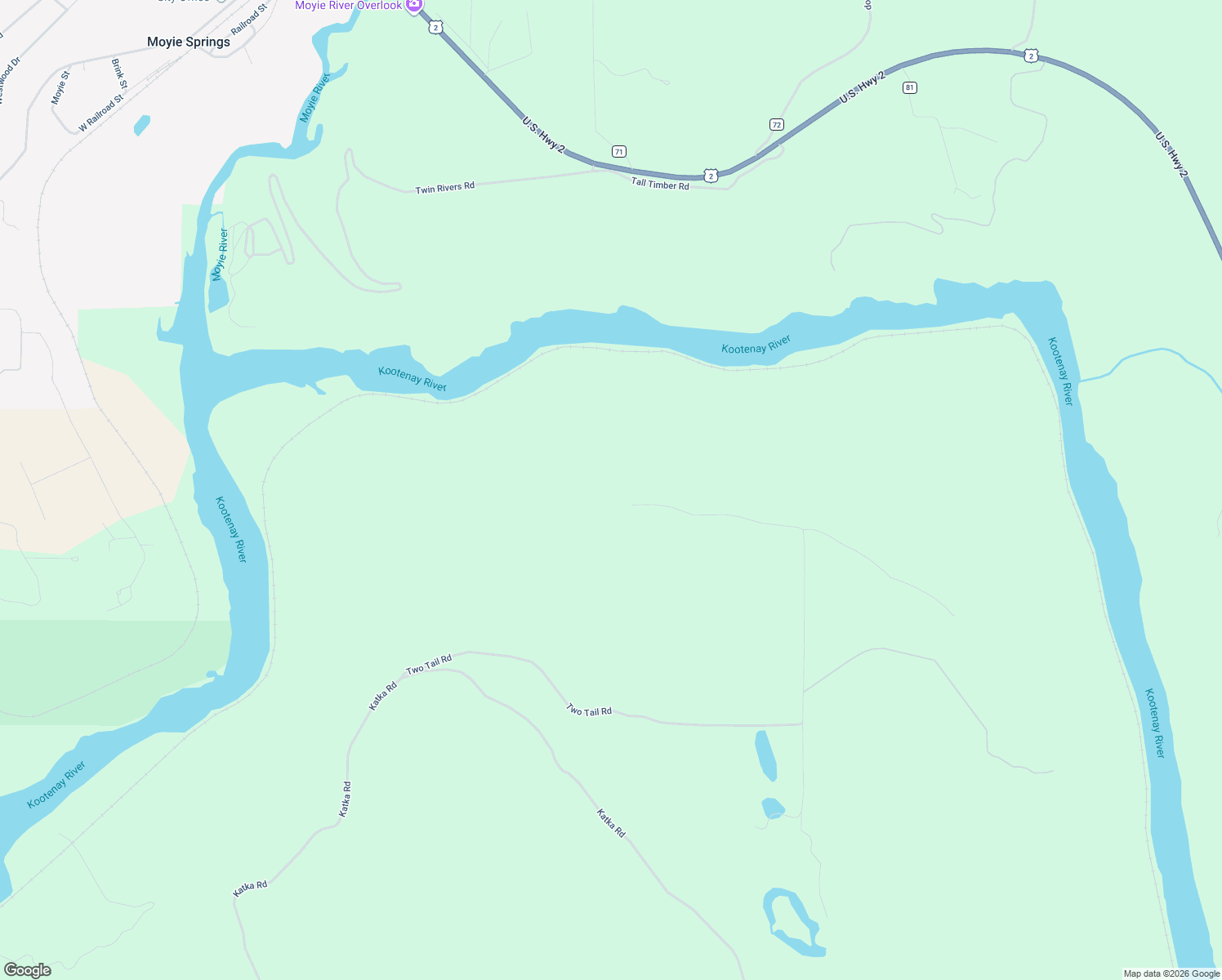 map of restaurants, bars, coffee shops, grocery stores, and more near 1503 Two Tail Road in Bonners Ferry