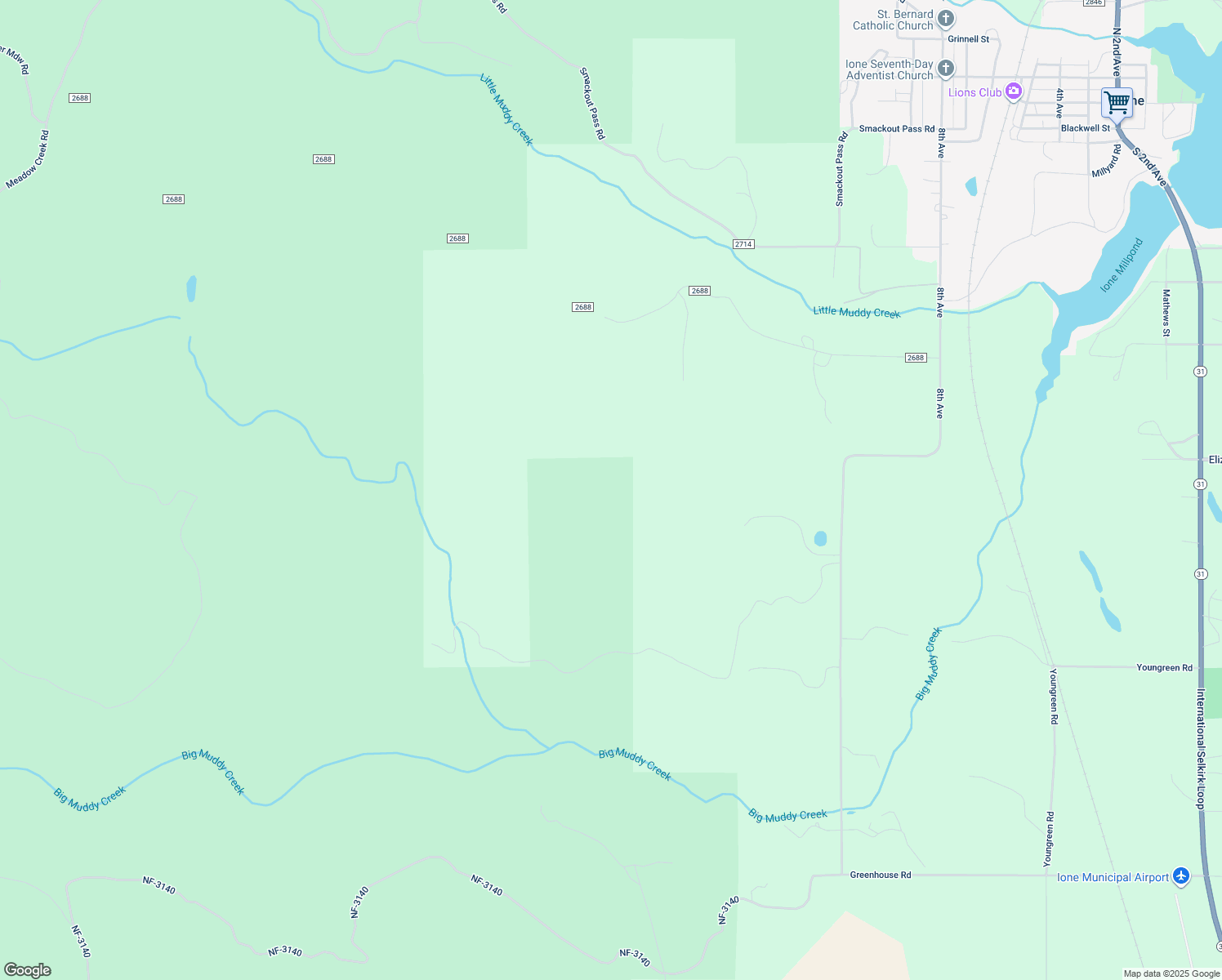 map of restaurants, bars, coffee shops, grocery stores, and more near in Ione
