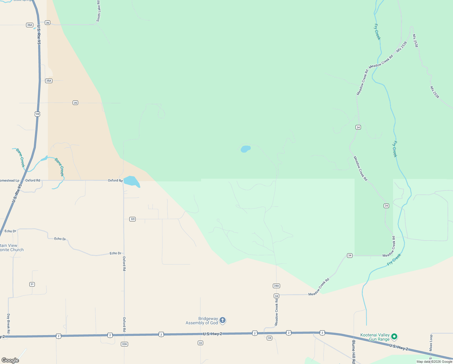 map of restaurants, bars, coffee shops, grocery stores, and more near 558 Grouse Hill Road in Bonners Ferry
