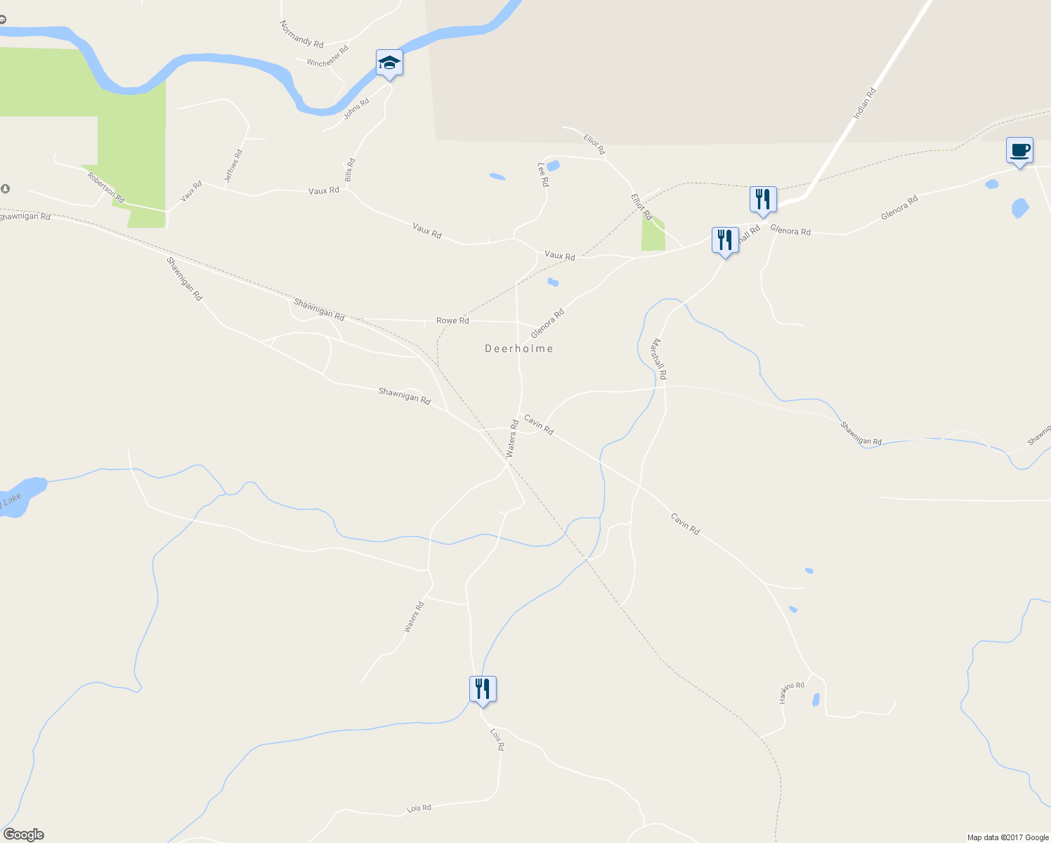 map of restaurants, bars, coffee shops, grocery stores, and more near 3850 Cavin Road in Shawnigan Lake
