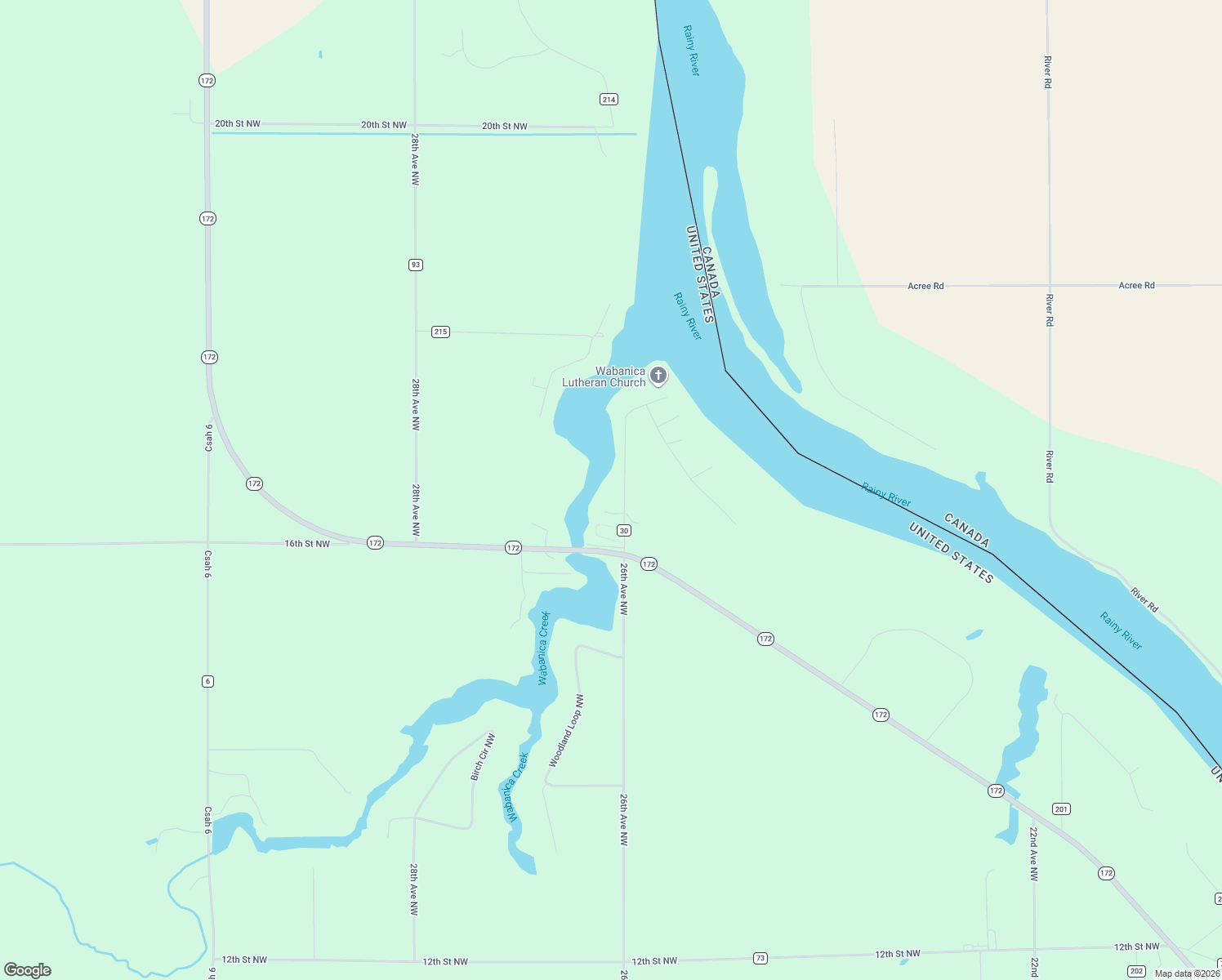 map of restaurants, bars, coffee shops, grocery stores, and more near 1657 26th Avenue Northwest in Baudette