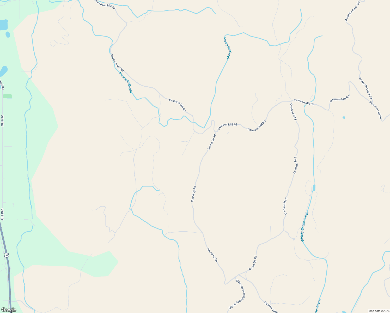 map of restaurants, bars, coffee shops, grocery stores, and more near 20 Round Up Road in Oroville