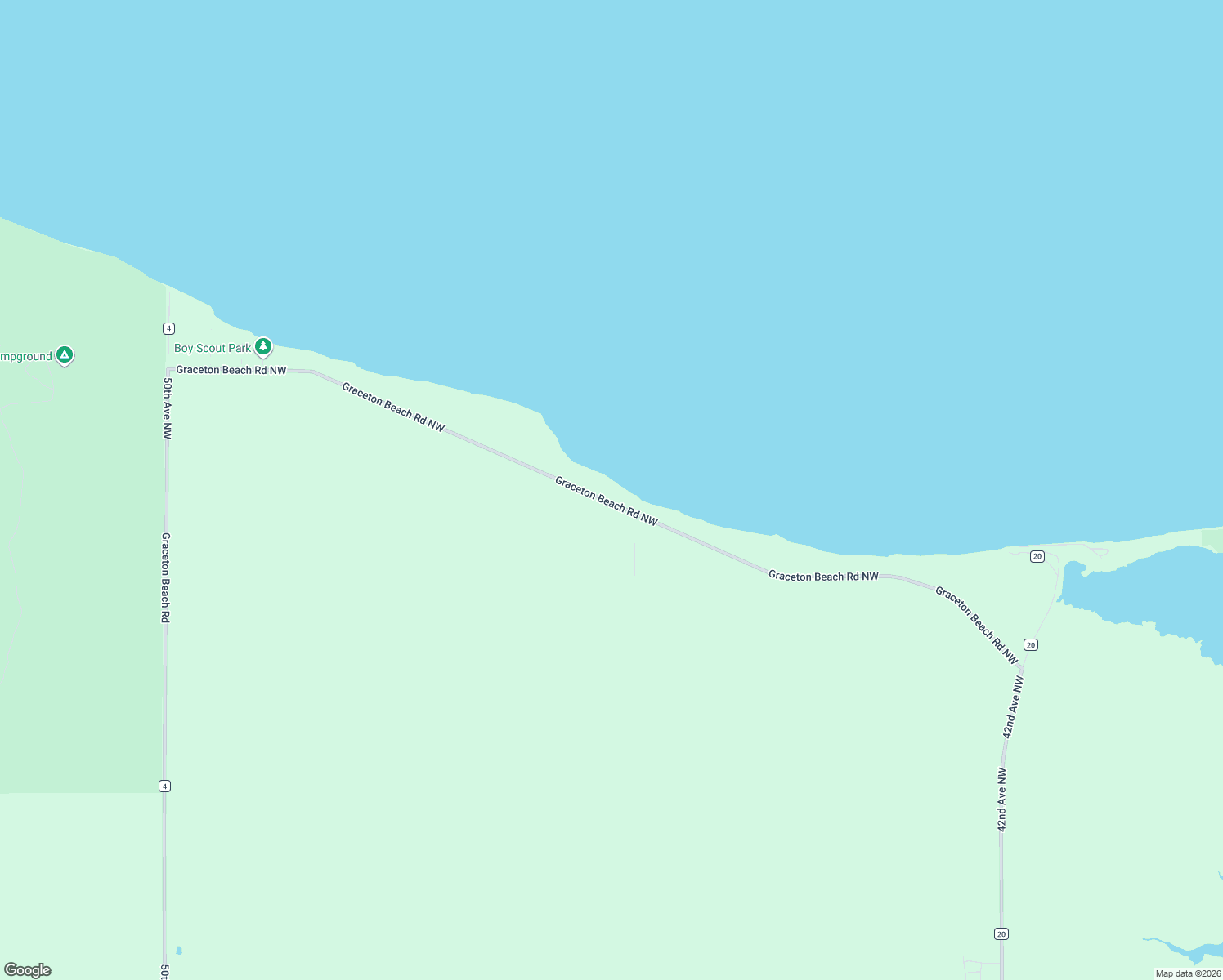 map of restaurants, bars, coffee shops, grocery stores, and more near 4572 Graceton Beach Road Northwest in Williams