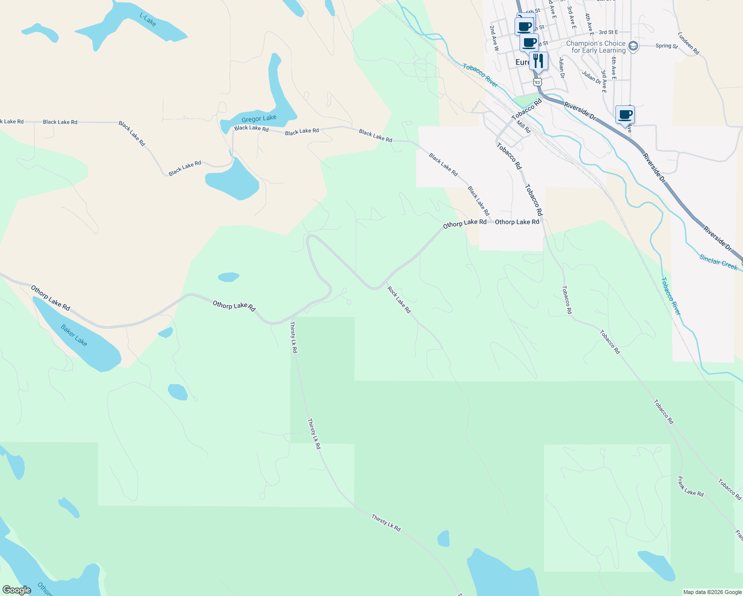 map of restaurants, bars, coffee shops, grocery stores, and more near 782 Othorp Lake Road in Rexford