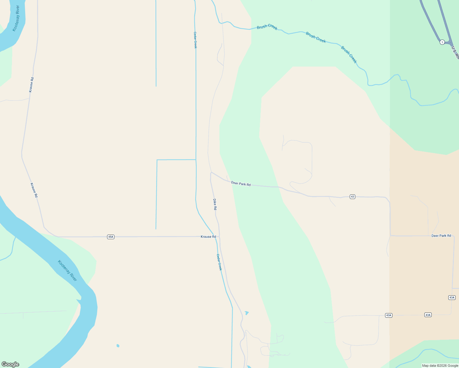 map of restaurants, bars, coffee shops, grocery stores, and more near 2405 Deer Park Road in Bonners Ferry