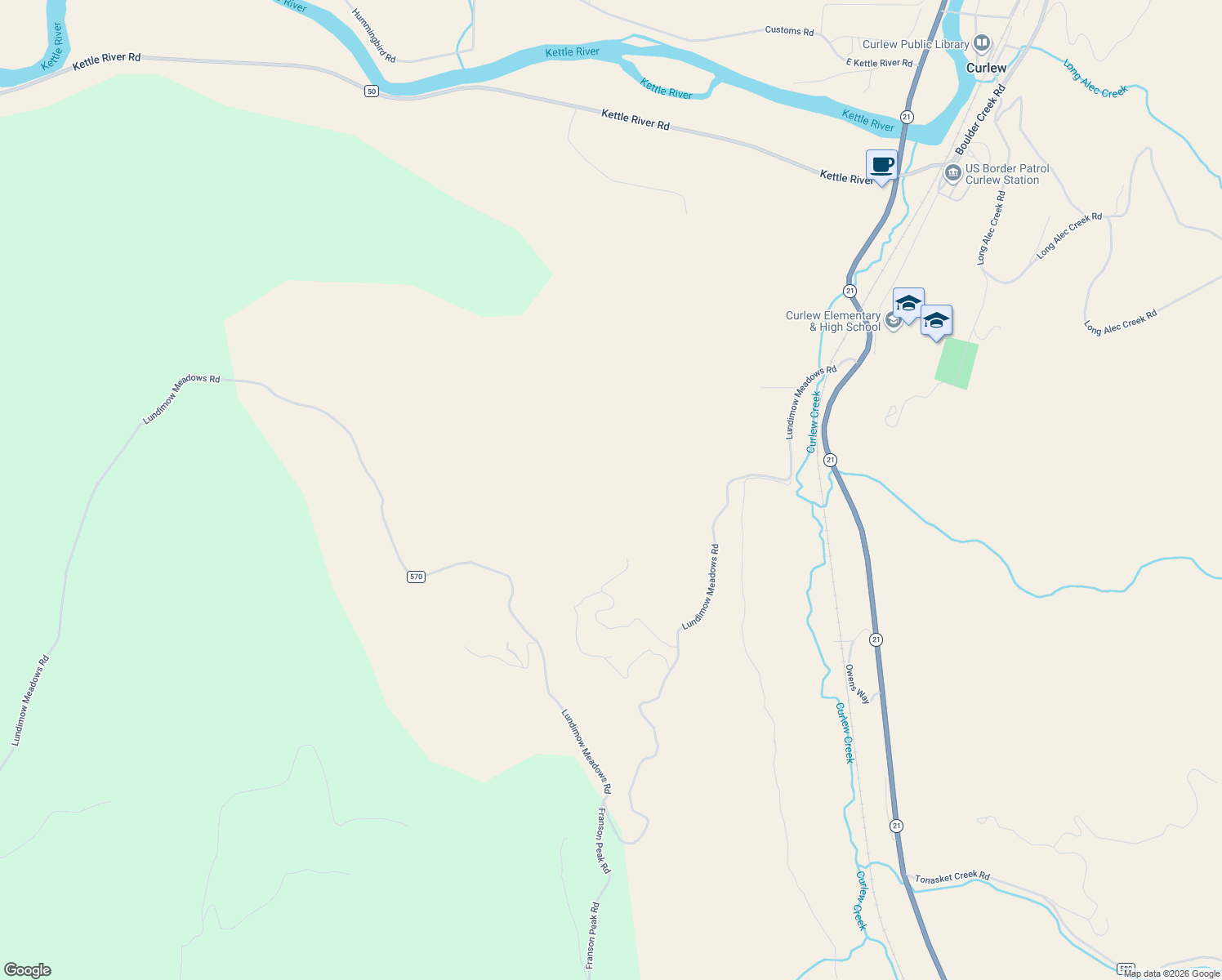 map of restaurants, bars, coffee shops, grocery stores, and more near in Curlew