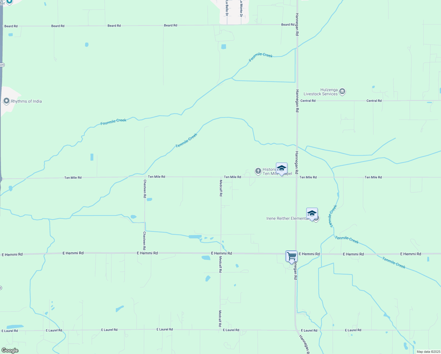 map of restaurants, bars, coffee shops, grocery stores, and more near 699 Ten Mile Road in Lynden