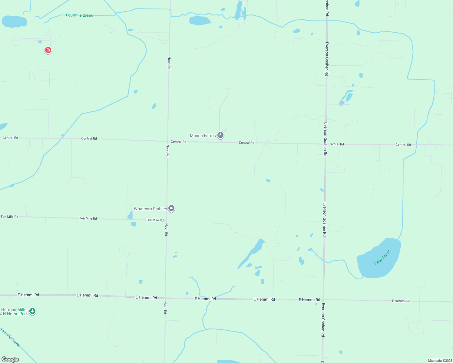 map of restaurants, bars, coffee shops, grocery stores, and more near 1817 Central Road in Everson