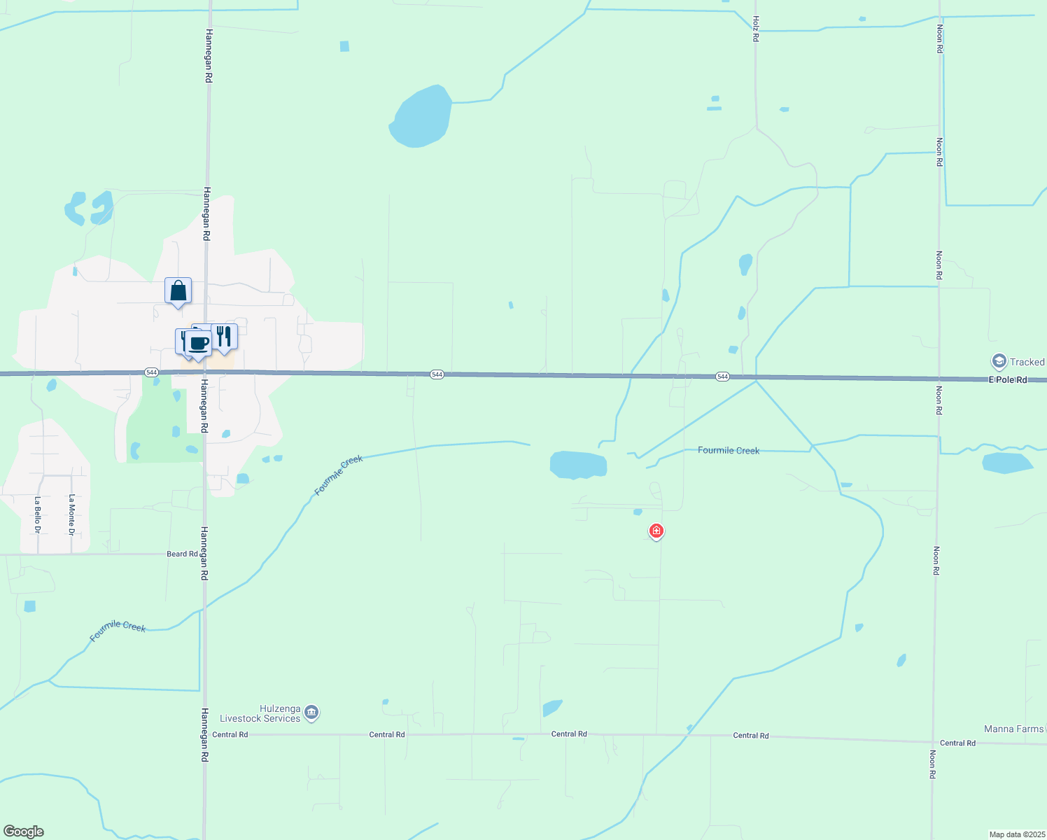map of restaurants, bars, coffee shops, grocery stores, and more near 1243 East Pole Road in Everson