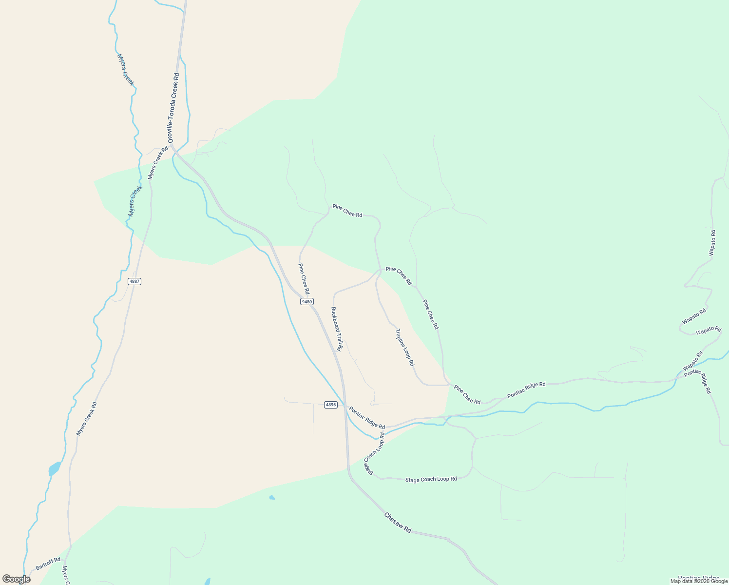map of restaurants, bars, coffee shops, grocery stores, and more near 51 Trapline Loop Road in Oroville