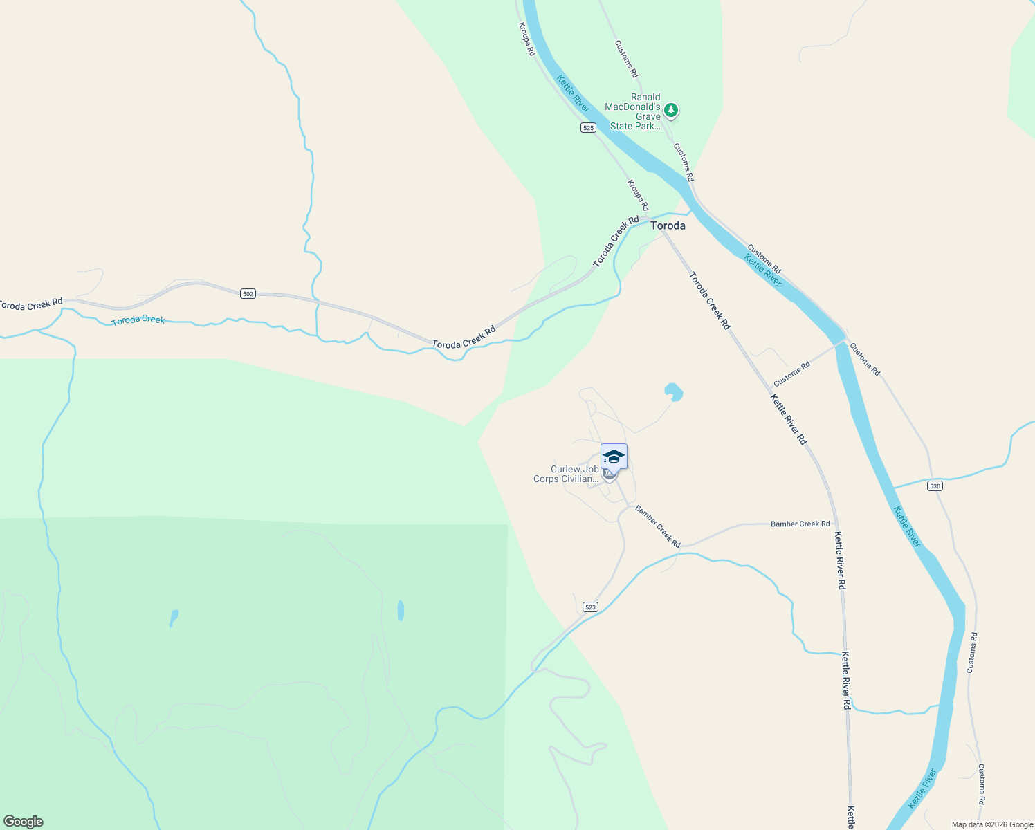 map of restaurants, bars, coffee shops, grocery stores, and more near 68 Bamber Creek Road in Curlew