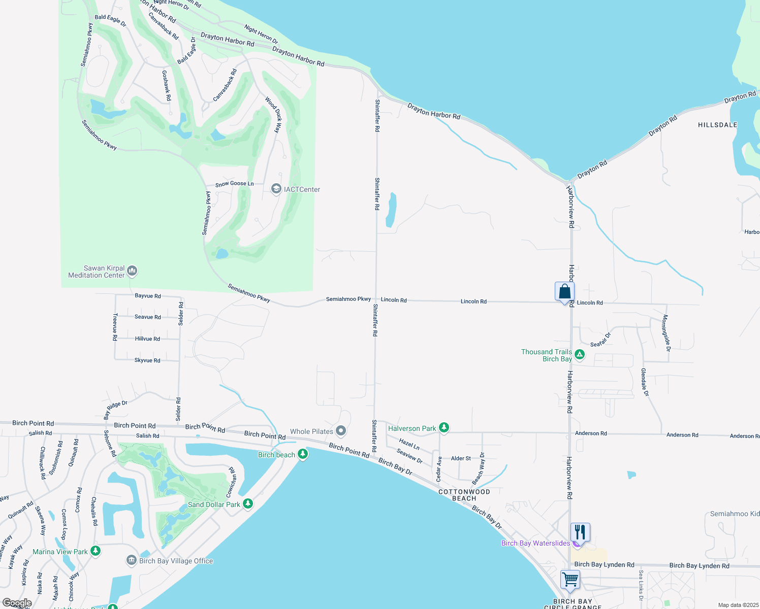 map of restaurants, bars, coffee shops, grocery stores, and more near 8492 Shintaffer Road in Blaine