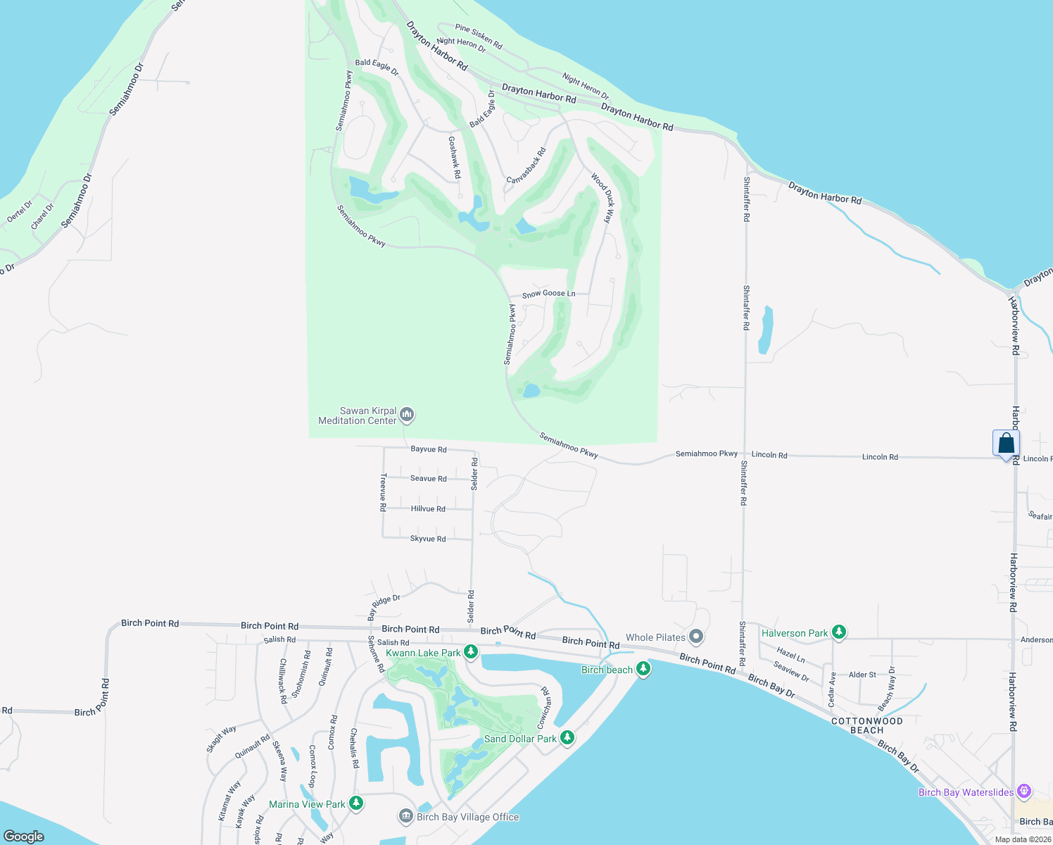 map of restaurants, bars, coffee shops, grocery stores, and more near 8740 Semiahmoo Parkway in Blaine