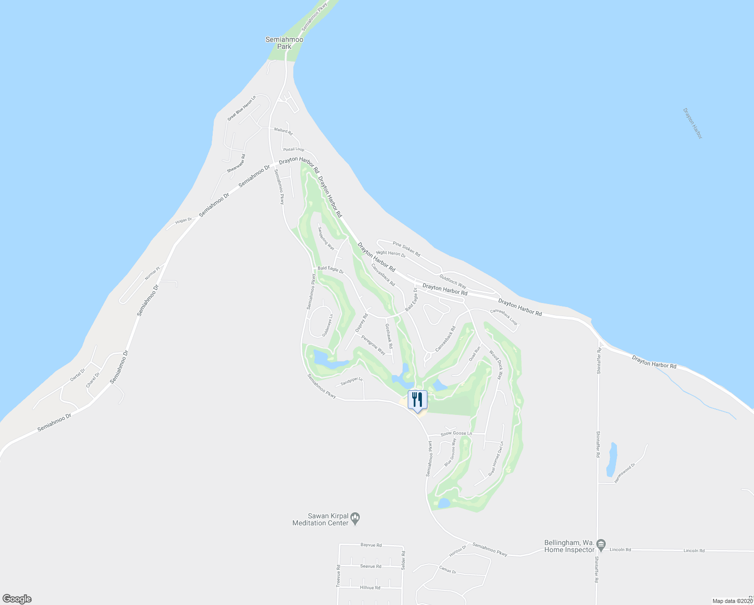 map of restaurants, bars, coffee shops, grocery stores, and more near 8868 Cormorant Court in Blaine