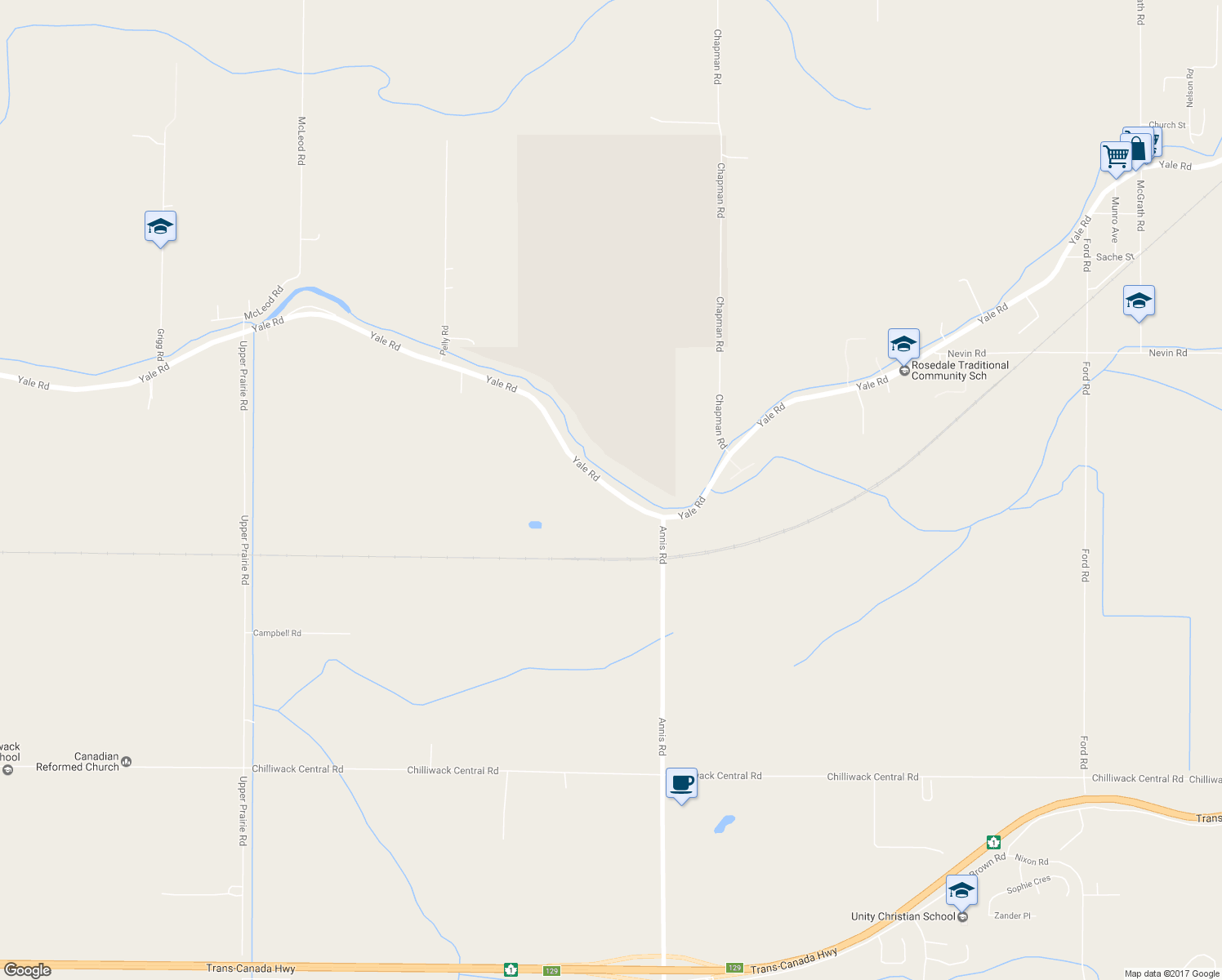 map of restaurants, bars, coffee shops, grocery stores, and more near 50310 Yale Road in Chilliwack