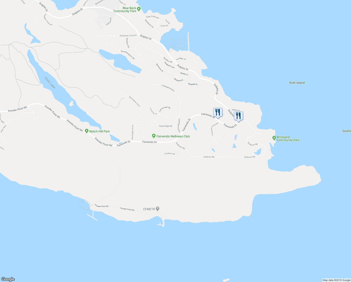 map of restaurants, bars, coffee shops, grocery stores, and more near 2568 Andover Road in Nanoose Bay