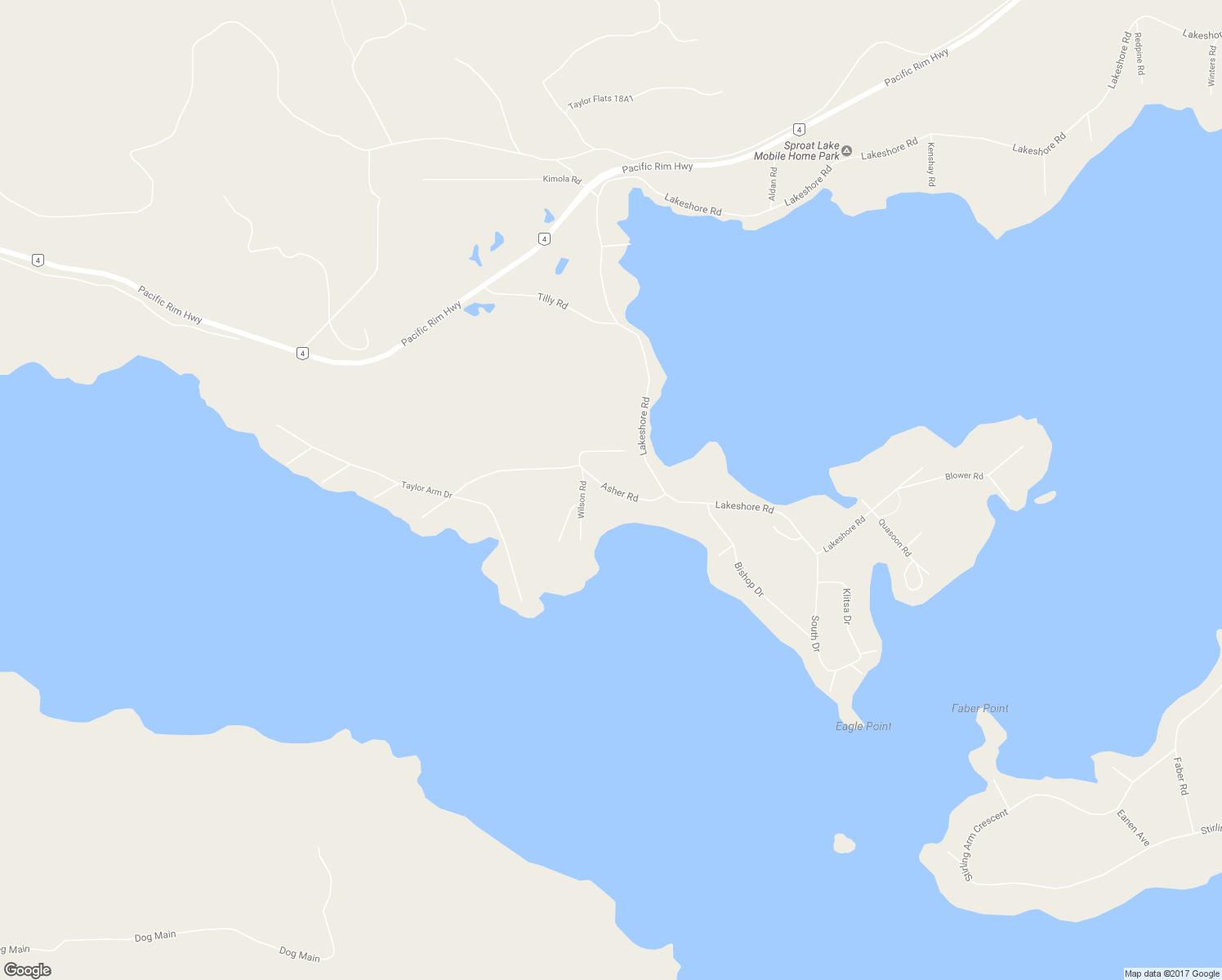 map of restaurants, bars, coffee shops, grocery stores, and more near 10550 Asher Road in Port Alberni