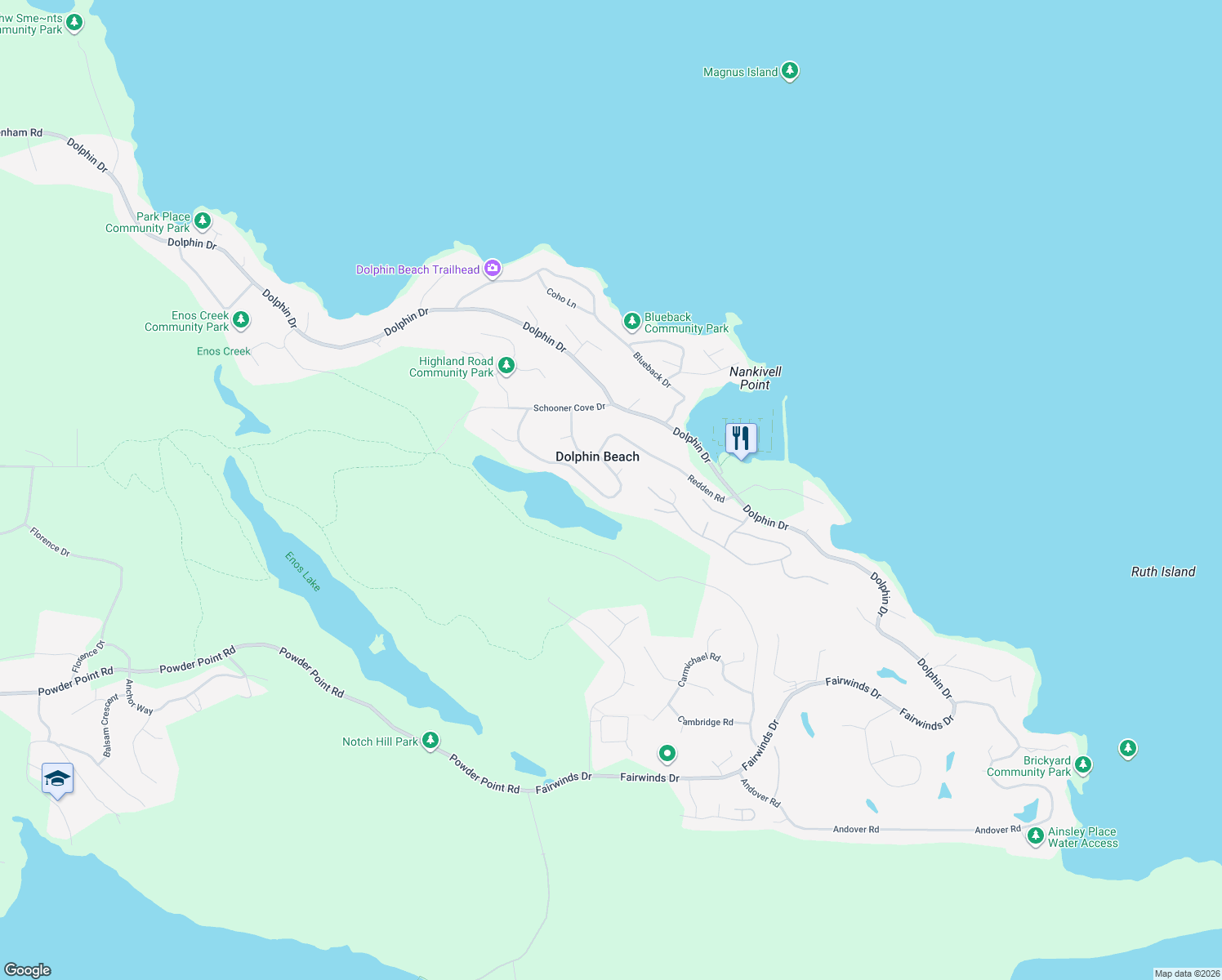 map of restaurants, bars, coffee shops, grocery stores, and more near 3362 Rockhampton Road in Nanoose Bay
