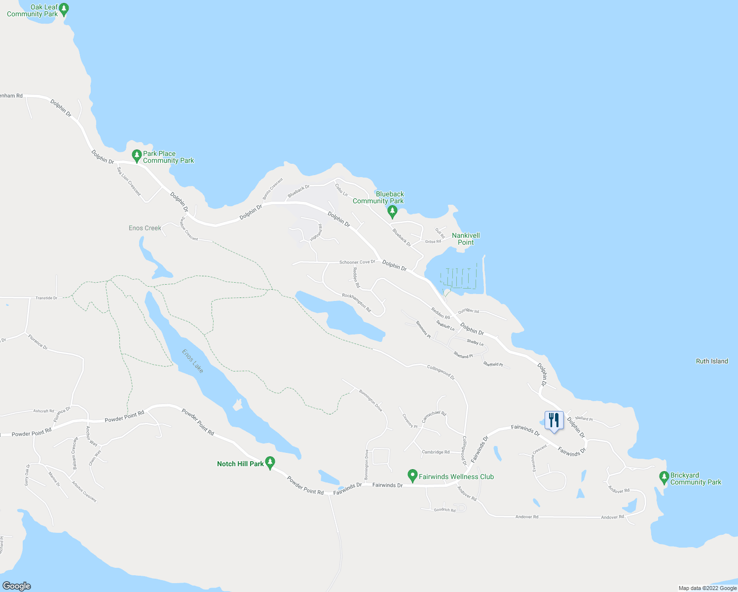 map of restaurants, bars, coffee shops, grocery stores, and more near 3401 Rockhampton Road in Nanoose Bay