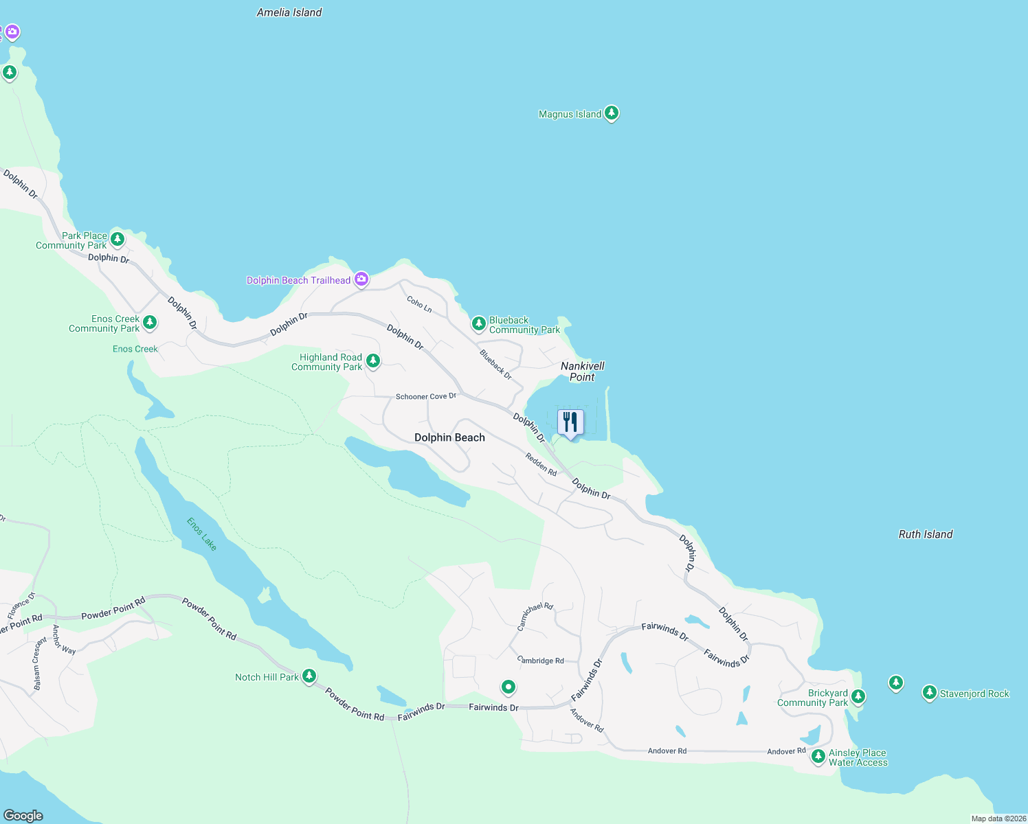 map of restaurants, bars, coffee shops, grocery stores, and more near 3487 Dolphin Drive in Nanoose Bay