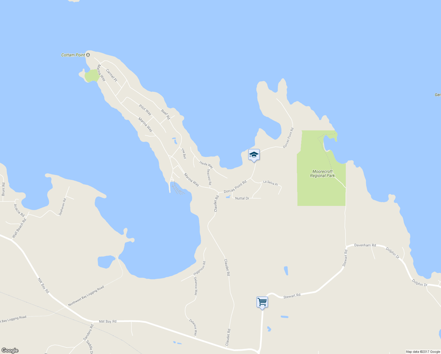 map of restaurants, bars, coffee shops, grocery stores, and more near 1593 Haida Way in Nanoose Bay