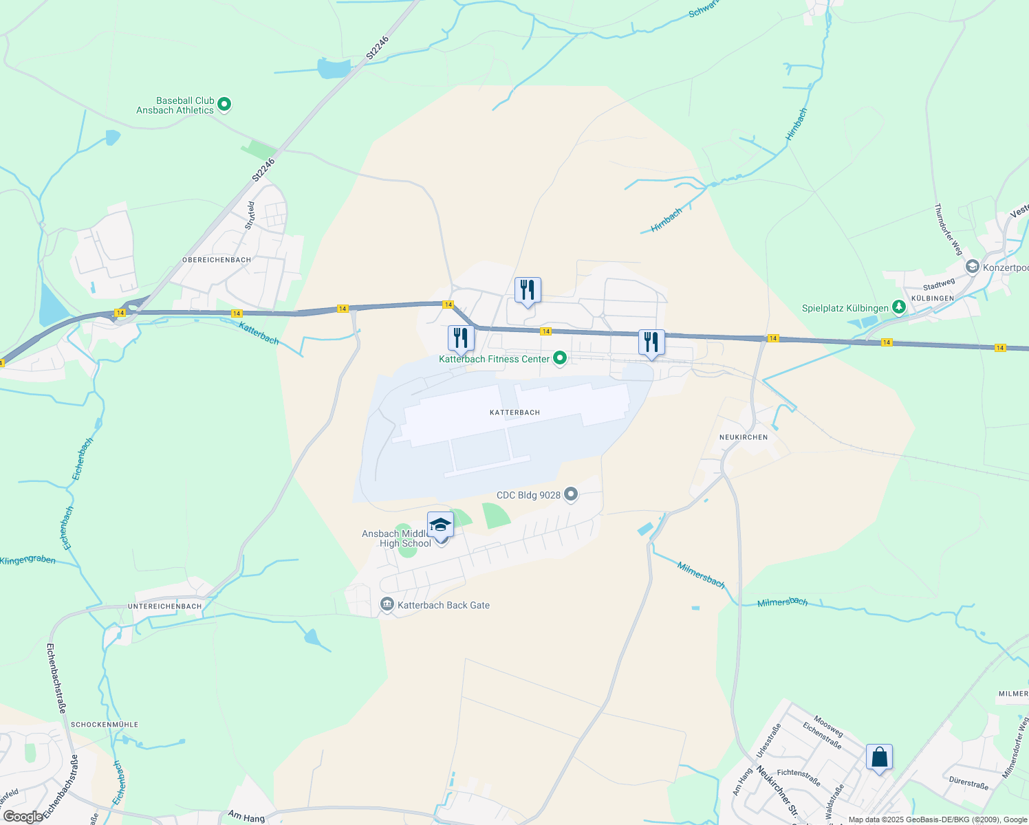 map of restaurants, bars, coffee shops, grocery stores, and more near in Mittelfranken
