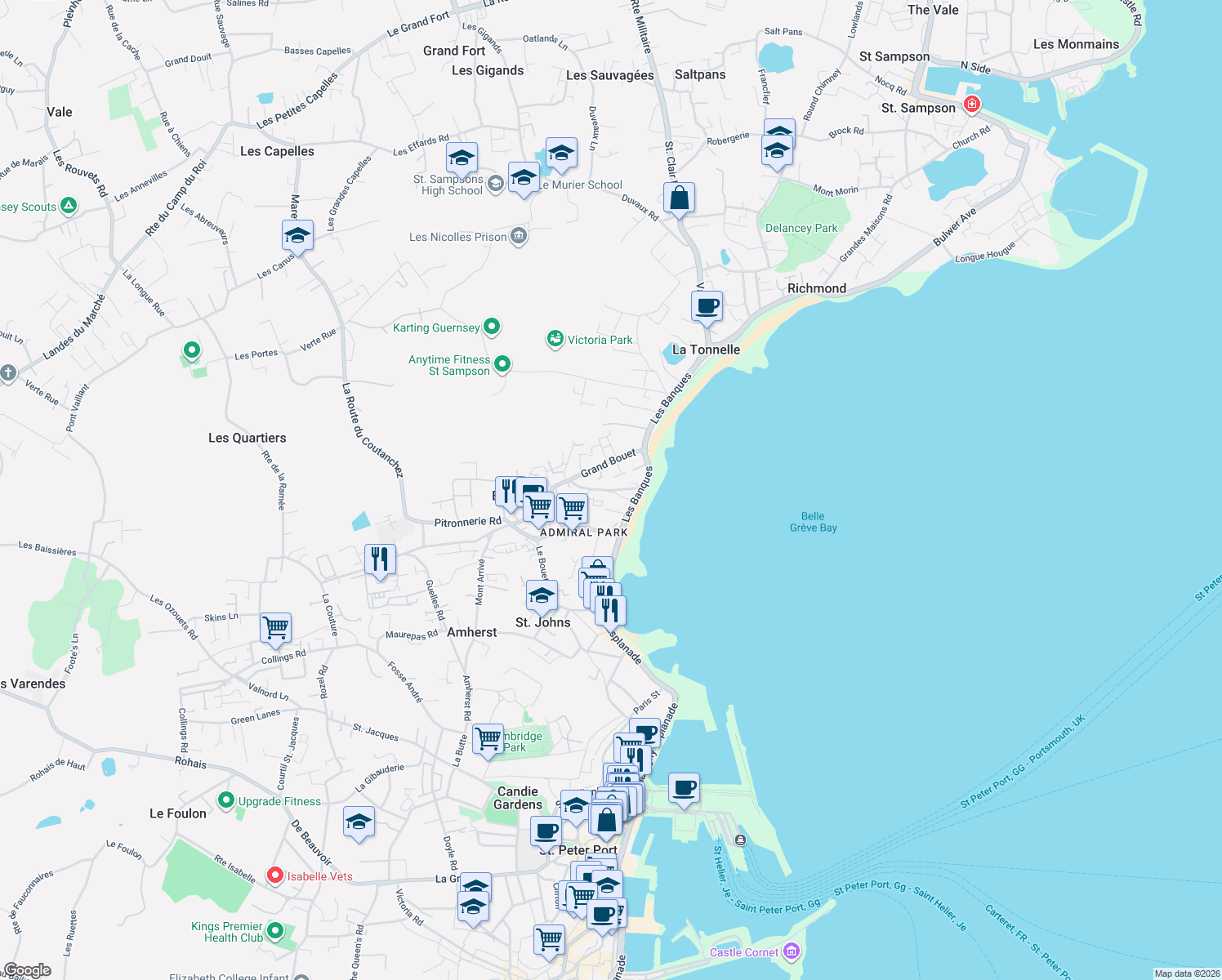 map of restaurants, bars, coffee shops, grocery stores, and more near in 