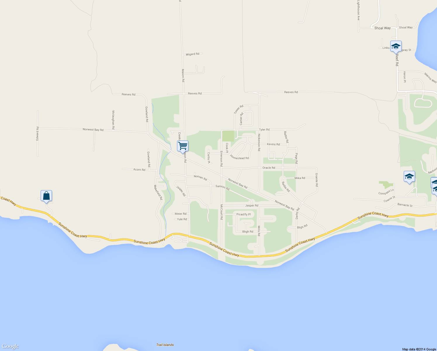 map of restaurants, bars, coffee shops, grocery stores, and more near 6409 Norwest Bay Road in Sechelt