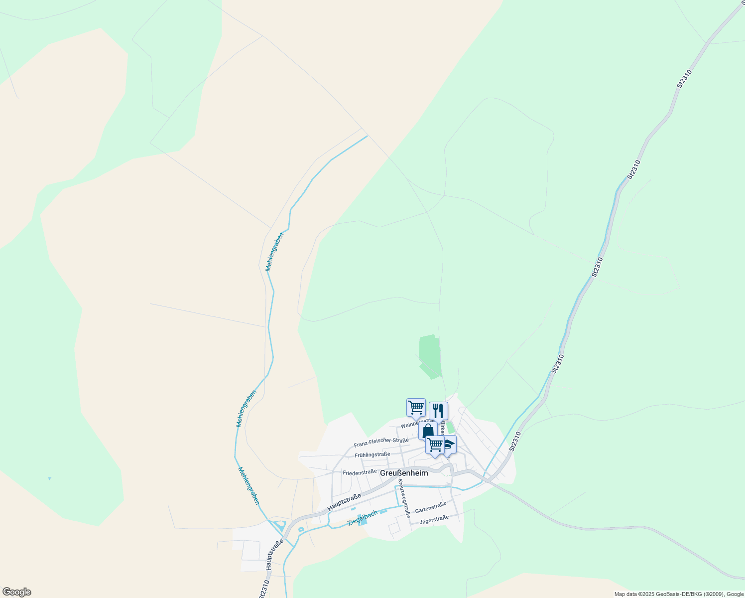 map of restaurants, bars, coffee shops, grocery stores, and more near in Greußenheim