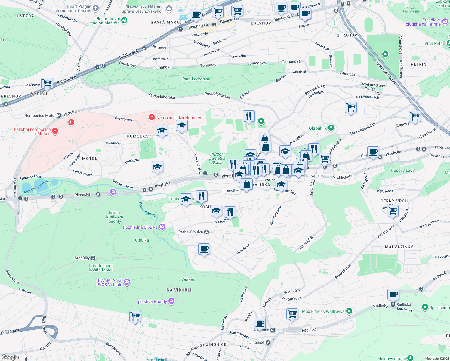 map of restaurants, bars, coffee shops, grocery stores, and more near in 