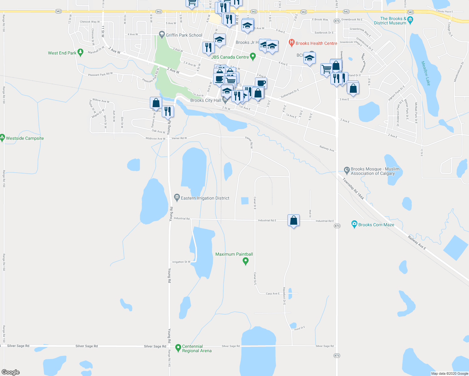 map of restaurants, bars, coffee shops, grocery stores, and more near 289 Veiner Road East in Millicent