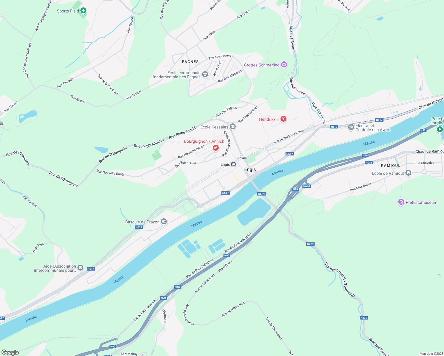 map of restaurants, bars, coffee shops, grocery stores, and more near 65 Rue Maréchal Foch in Engis