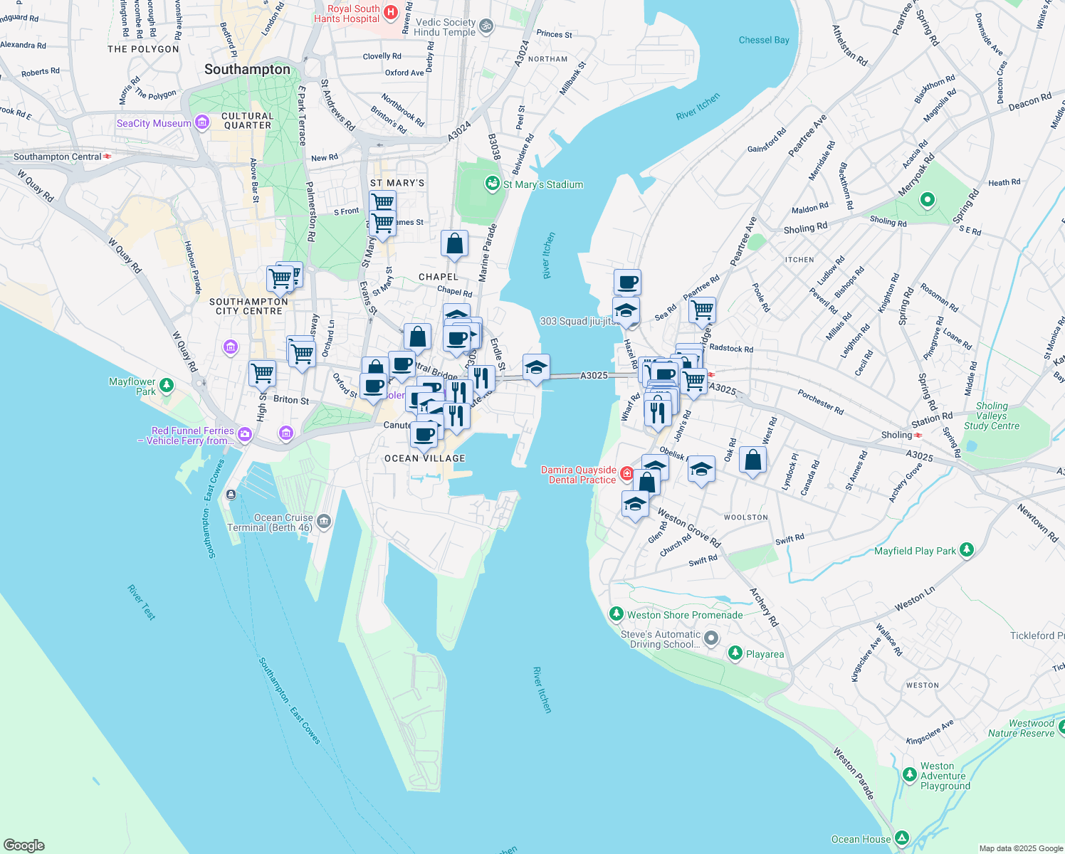 map of restaurants, bars, coffee shops, grocery stores, and more near in 