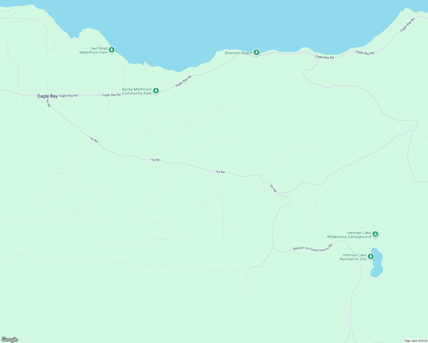 map of restaurants, bars, coffee shops, grocery stores, and more near 3840 Cameron Road in Eagle Bay