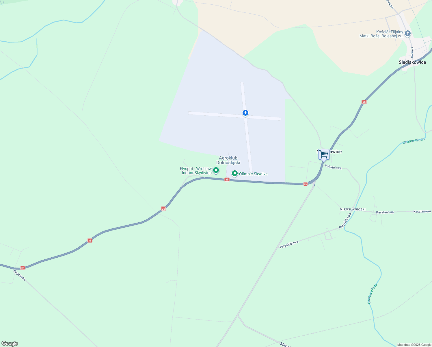 map of restaurants, bars, coffee shops, grocery stores, and more near 8 Lotnicza in Mirosławice