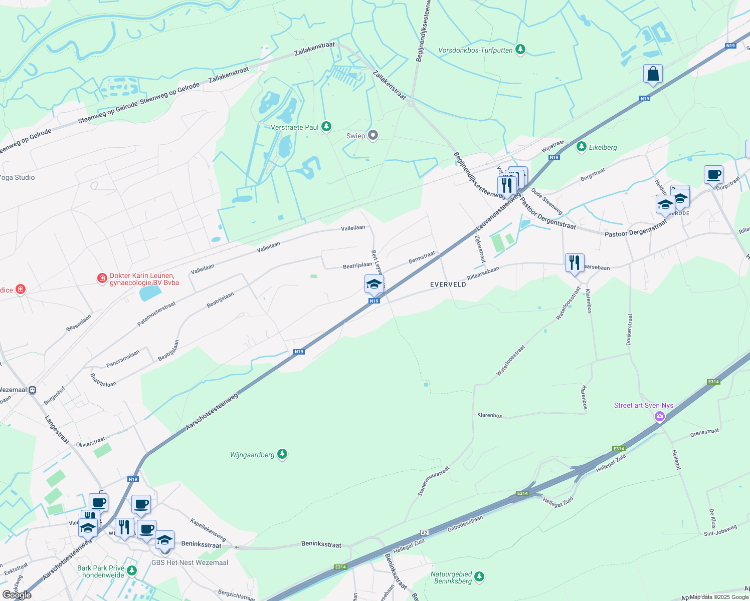 map of restaurants, bars, coffee shops, grocery stores, and more near 344 Aarschotsesteenweg in Rotselaar