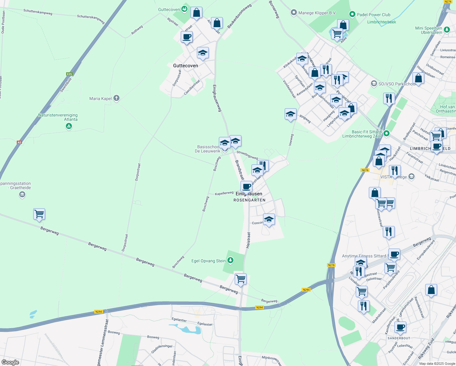 map of restaurants, bars, coffee shops, grocery stores, and more near in Sittard-Geleen