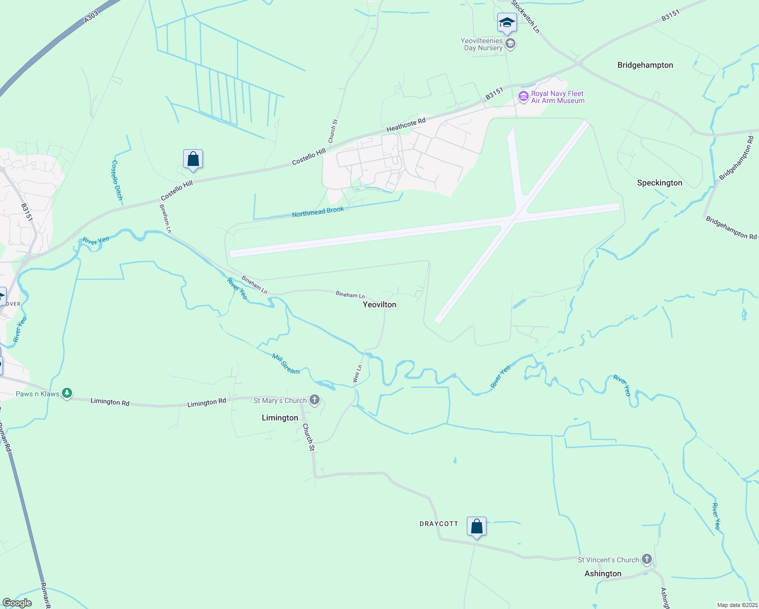 map of restaurants, bars, coffee shops, grocery stores, and more near in Yeovilton