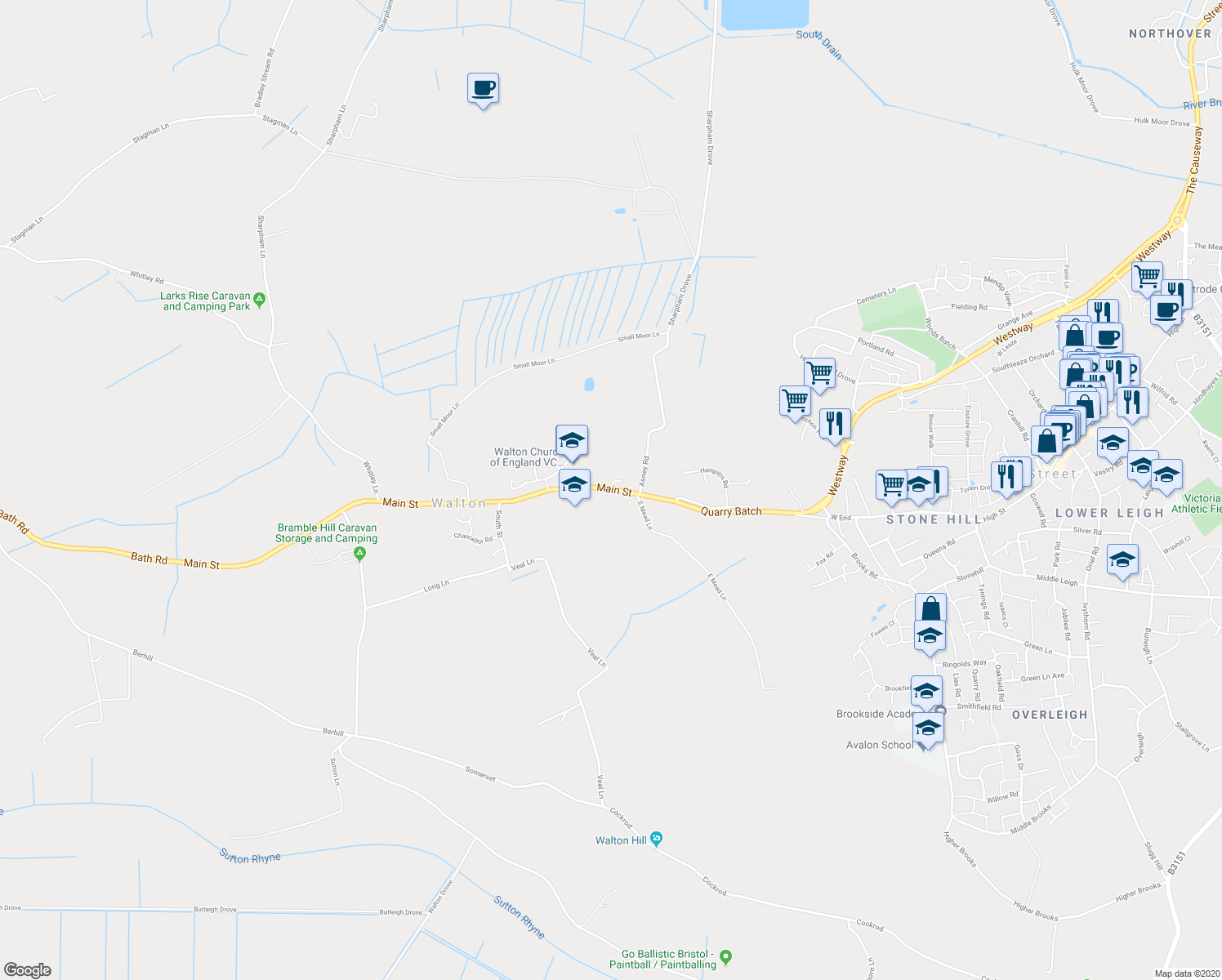 map of restaurants, bars, coffee shops, grocery stores, and more near 27 Main Street in Somerset