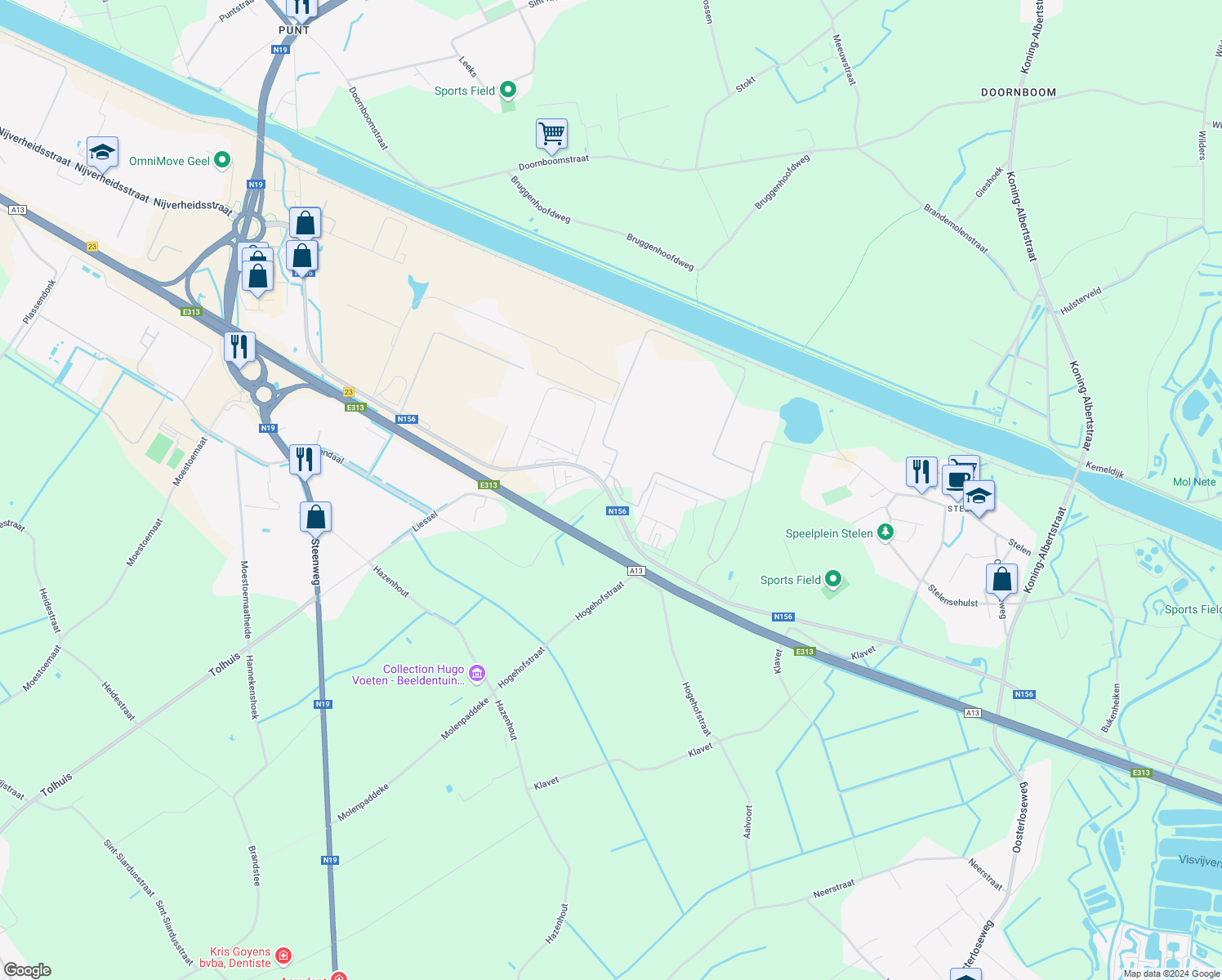 map of restaurants, bars, coffee shops, grocery stores, and more near 3 Janssen-Pharmaceuticalaan in Geel